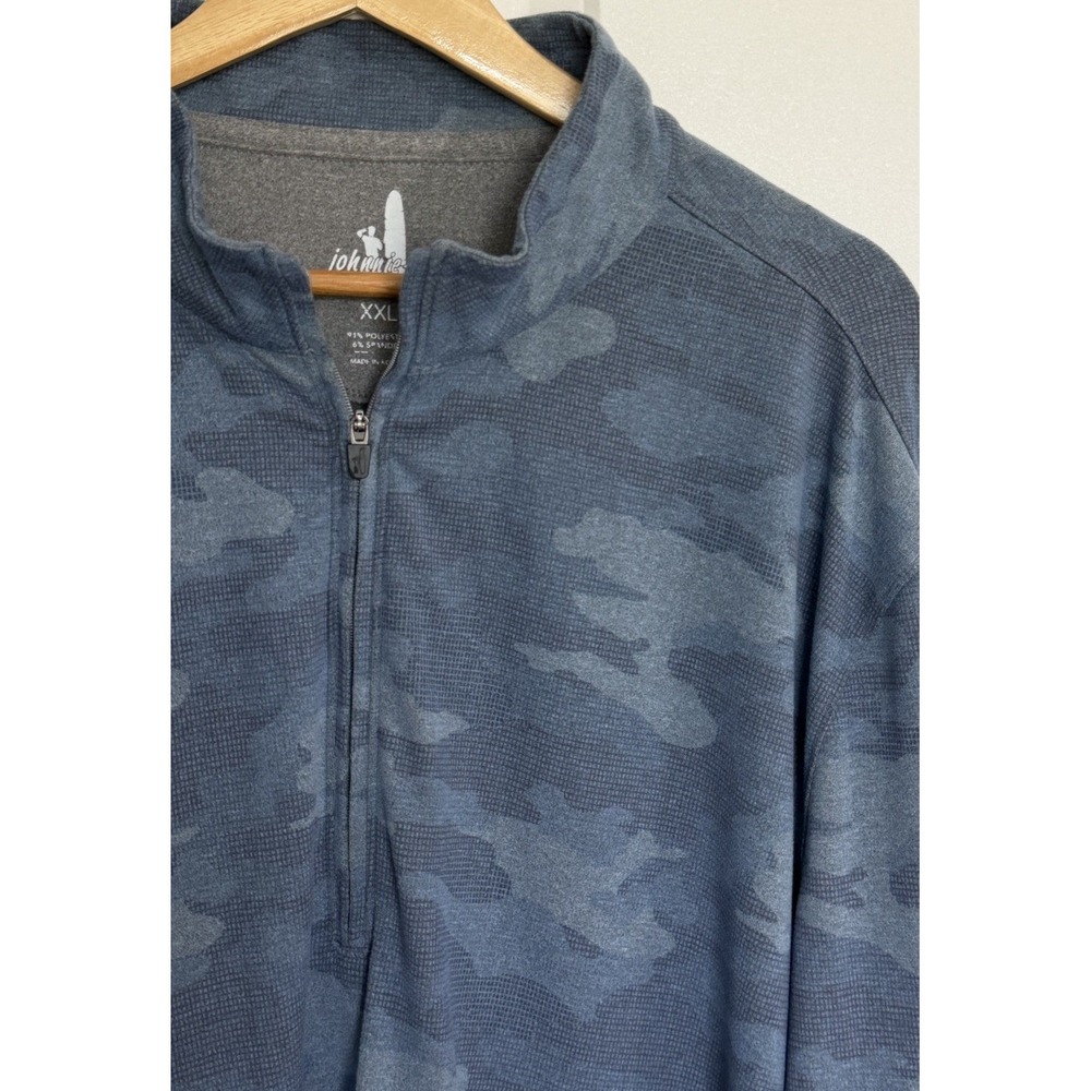 Johnnie-O Men's XXL Blue Gray Camo Quarter Zip Pullover Performance Golf Stretch